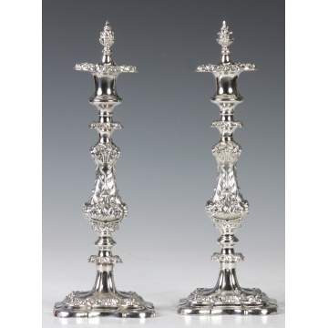 Pr. Silver Plate Rococo Style Candlesticks
