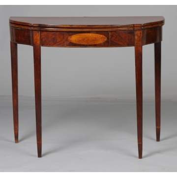 New England Hepplewhite Bow Front Card Table