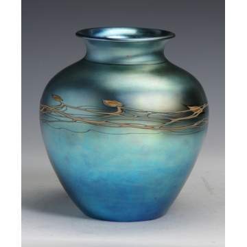 Fine Steuben Blue Aurene Vase