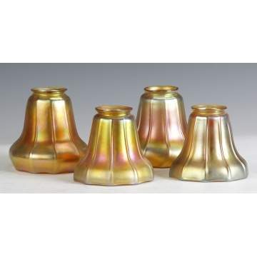 3 Similar Steuben Gold Aurene Shades and 1 Sgn. LCT Shade