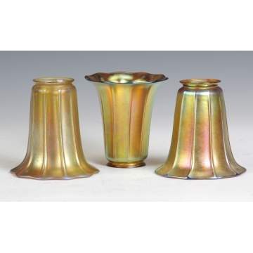 Set of 3 Sgn. Steuben Gold Aurene Shades