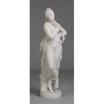 Carved Marble Lady with Garland