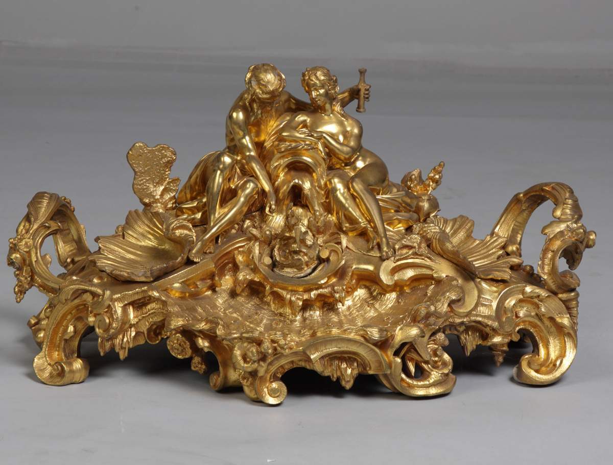 Figural Inkwell Monumental French Gilt Bronze Figural Inkwell | Cottone Auctions