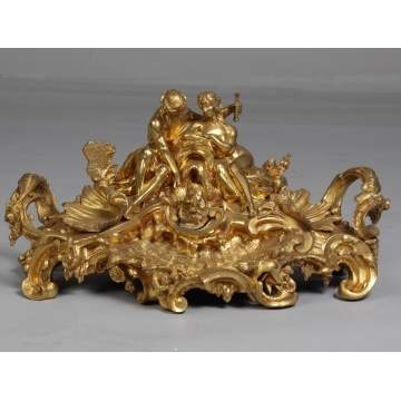 Monumental French Gilt Bronze Figural Inkwell