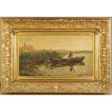 Paul Joseph Constantin Gabriel (Netherlands,1828-1903) "Visscher in den polder"