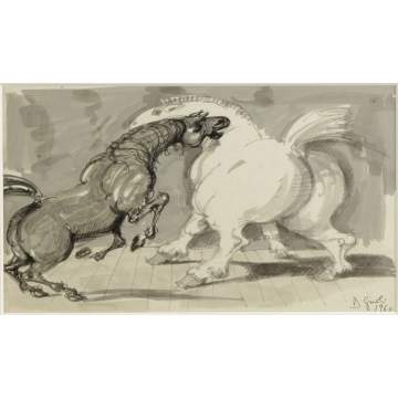 Domenico Gnoli (1933-1970) Two Horses