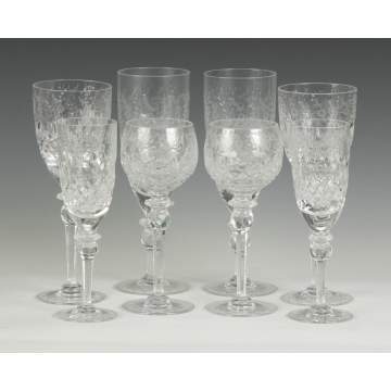 Cut Glass Stemware & Tumblers together with Etched Glass Stemware