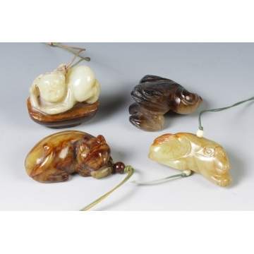 4 Carved Jade Creatures