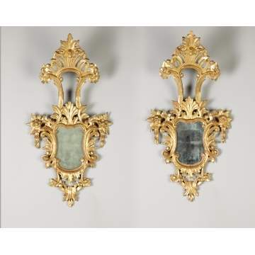 A Pair of Carved & Gilded Wall Mirrors