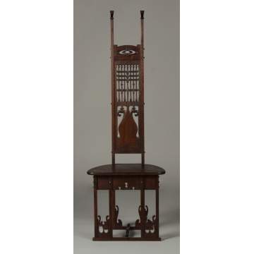 Rare Carved Oak Hall Chair by Charles Rohlfs