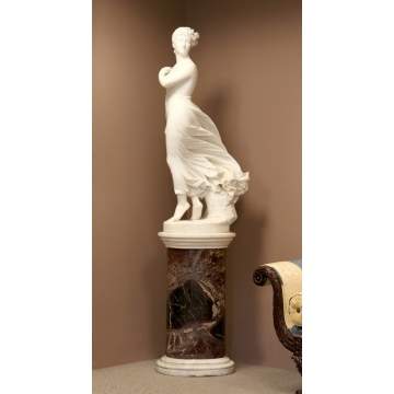 Thomas Ridegeway Gould (American, 1818-1881) "The West Wind" Marble Sculpture