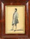 Watercolor on Paper of gentleman in blue coat