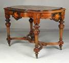 A Fine Victorian Inlaid & Gilded Walnut Parlor Table