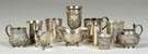 Group of Sterling & Coin Silver Cups, Creamers, Talc Shaker, etc.