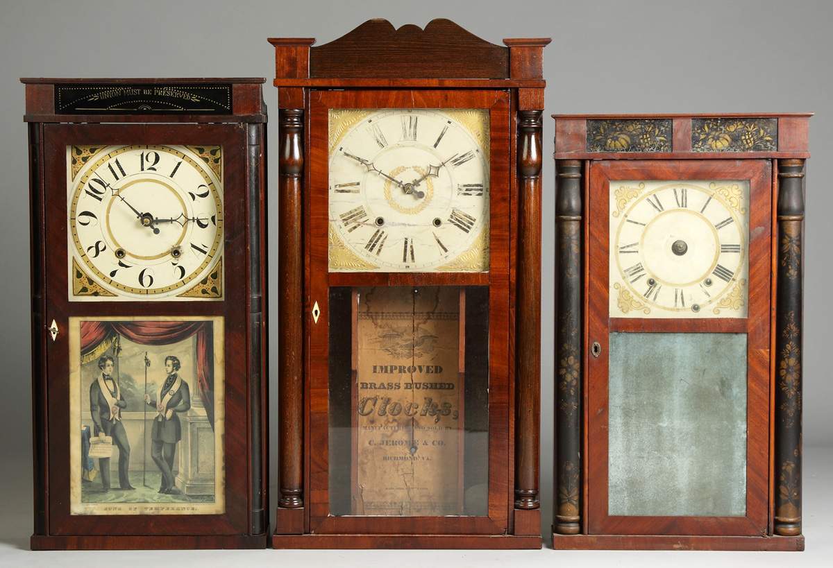 Stenciled Column & Column & Splat Shelf Clocks | Cottone Auctions