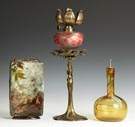 Art Pottery, Peg Lamp & Art Glass