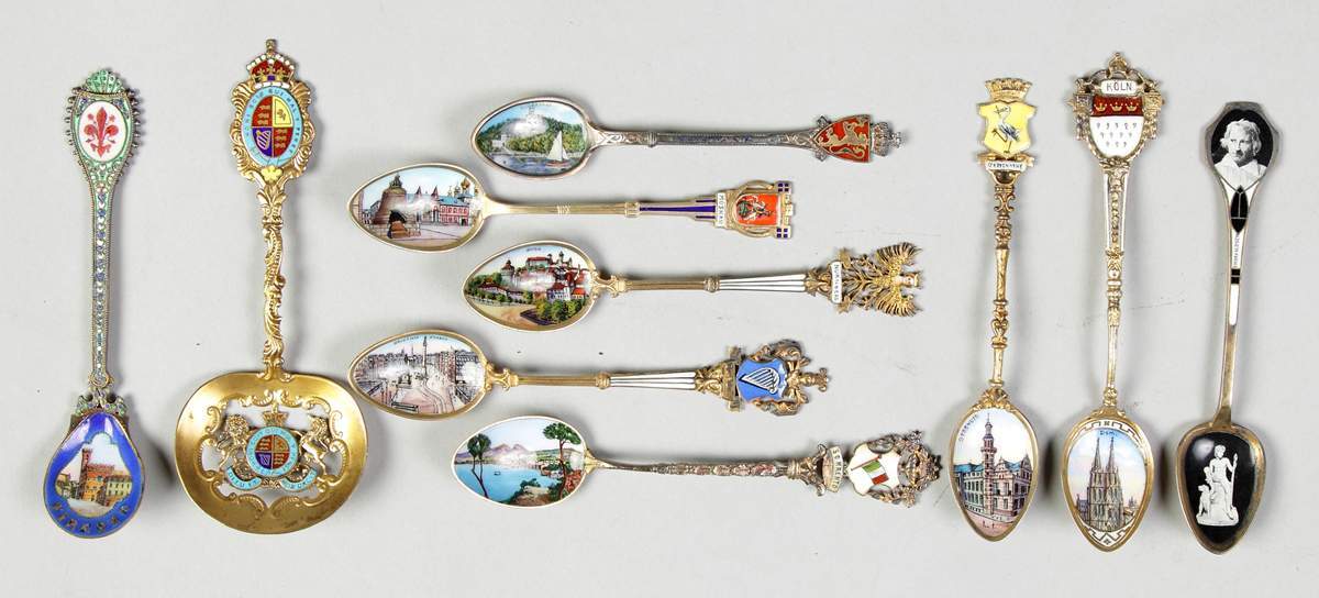10 Enameled Souvenir Spoons Cottone Auctions