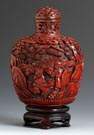 Finely Carved Cinnabar Lacquer Snuff Bottle 