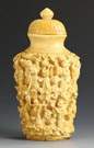 Large Relief Carved Ivory Snuff Bottle 