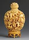 Chinese Deeply Carved Ivory Snuff Bottle