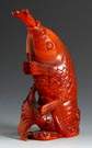 Carved Amber Koi Snuff Bottle