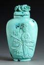 Relief Carved Turquoise Snuff Bottle 