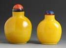 Two Yellow Glass Snuff Bottles