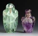 Tourmaline & Amethyst Rock Crystal Snuff Bottles