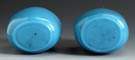 Two Blue Glass Ovate Rounded Form Snuff Bottles