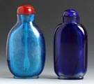 Two Blue Glass Snuff Bottles