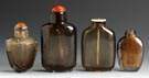 Three Smokey Quartz and One Hair Crystal Snuff Bottles