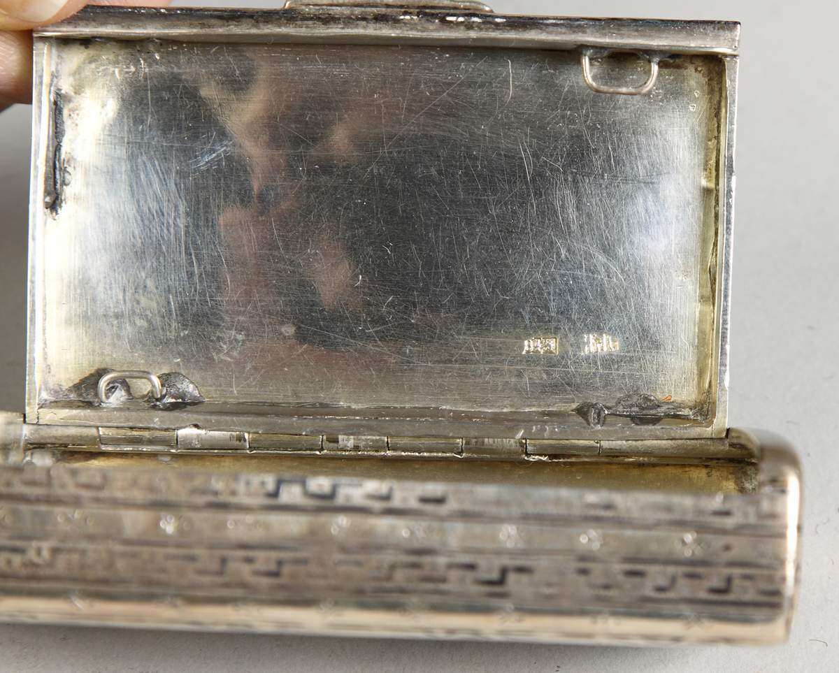 Russian Silver Hand Chased Cigarette Box w/Match Compartment