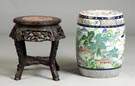 Teakwood Stand & Oriental Porcelain Garden Seat