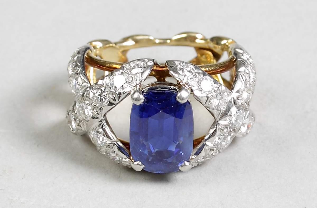 Tiffany & Co. Schlumberger "Ribbons" Sapphire and Diamond Ring