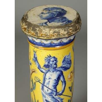 Early Italian Majolica Pedestal w/Neptune