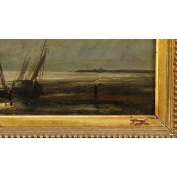 Charles Francois Daubigny (French, 1817-1878) A Evening Harbor scene