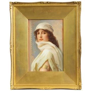 Painting on porcelain of Middle Eastern woman