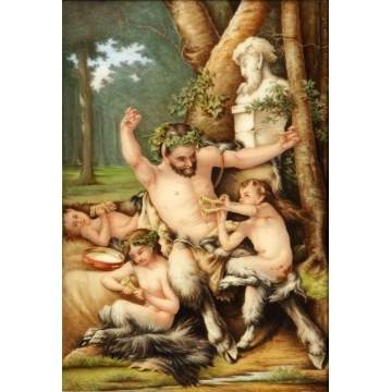 Painting on Porcelain of Satyr and Pans