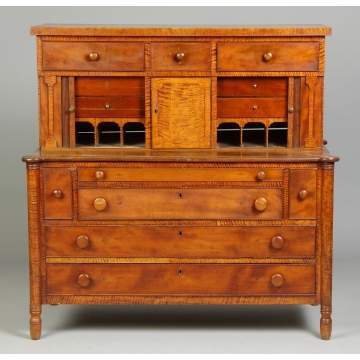 New England Country Sheraton Tambor, Tiger Maple & Cherry Writing Desk
