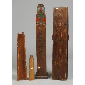 Northwest Coast Carved Model Totem Poles