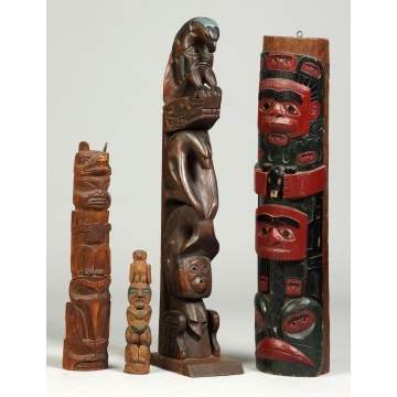 Northwest Coast Carved Model Totem Poles