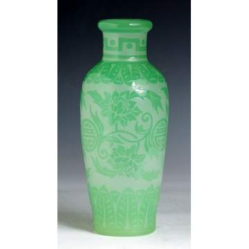 Steuben Jade Green Over Alabaster Vase