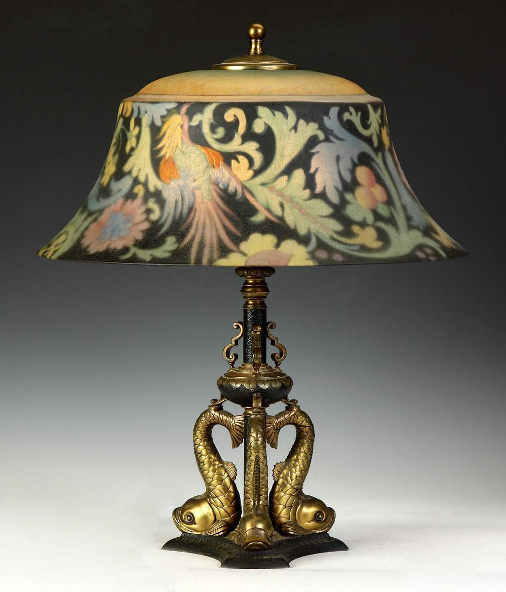 Pairpoint Bird of Paradise Reverse Painted Lamp | Cottone Auctions