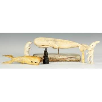 Group of N.W. Coast Bone & Ivory Figures