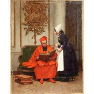 Jean Georges Vibert (French, 1840-1902) Depicting Cardinal & Nurse
