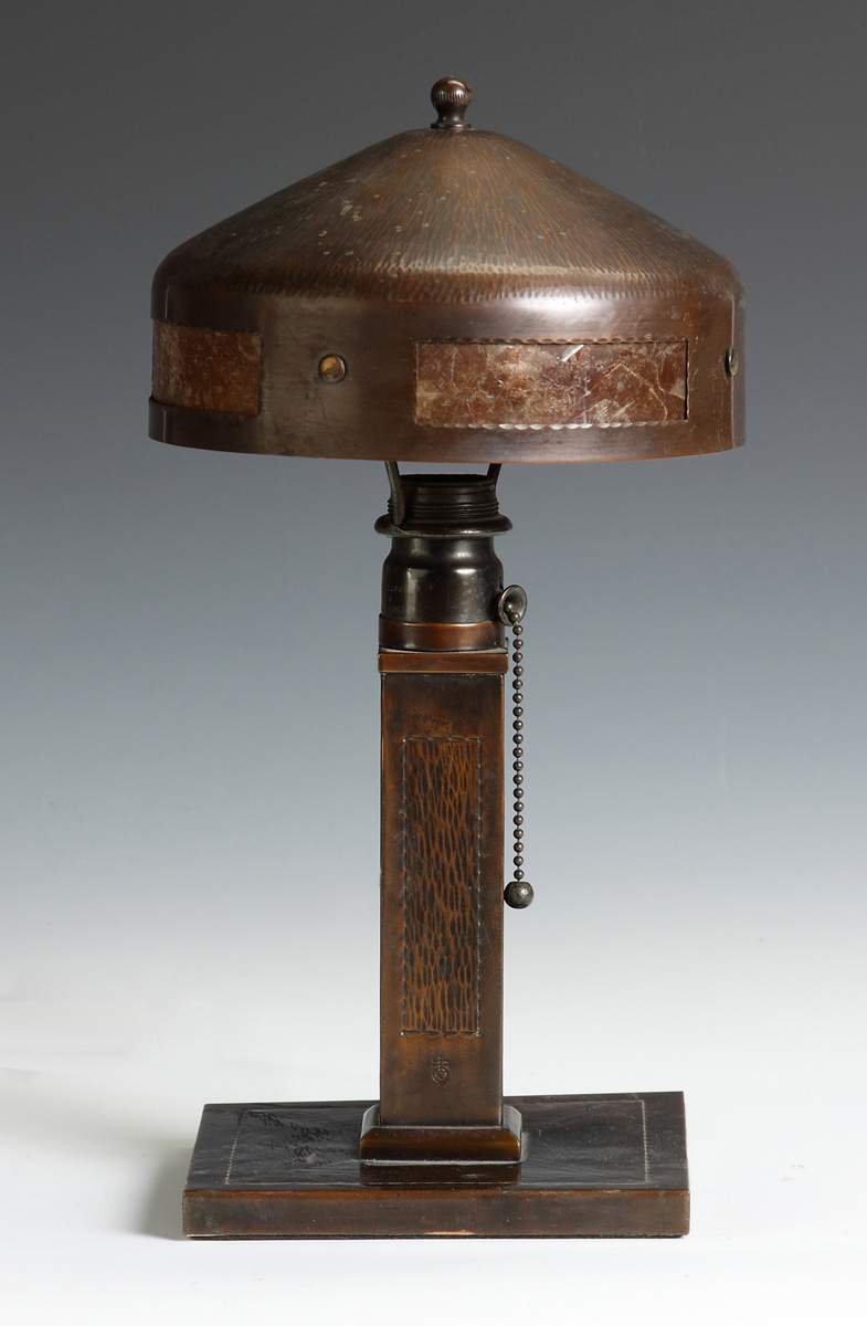 Roycroft Hammered Copper & Mica Lamp | Cottone Auctions