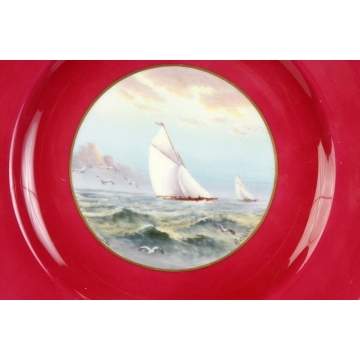 10 Royal Worcester Hand Painted & Gold Enameled Plates