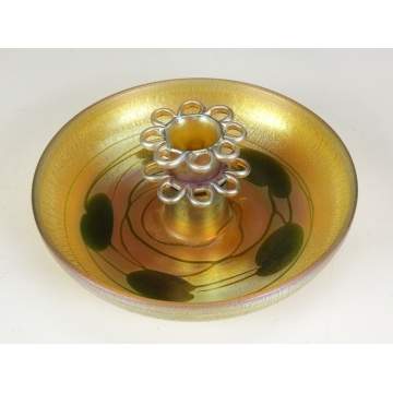 Tiffany Decorated Leaf & Vine Bowl with Flower Frog 