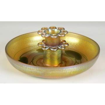 Tiffany Decorated Leaf & Vine Bowl with Flower Frog 