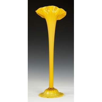 Fine Monumental Fluted and Cased Glass Flora Form Vase